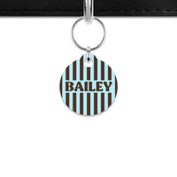 Blue And Brown Stripes Mini Pet ID Tag