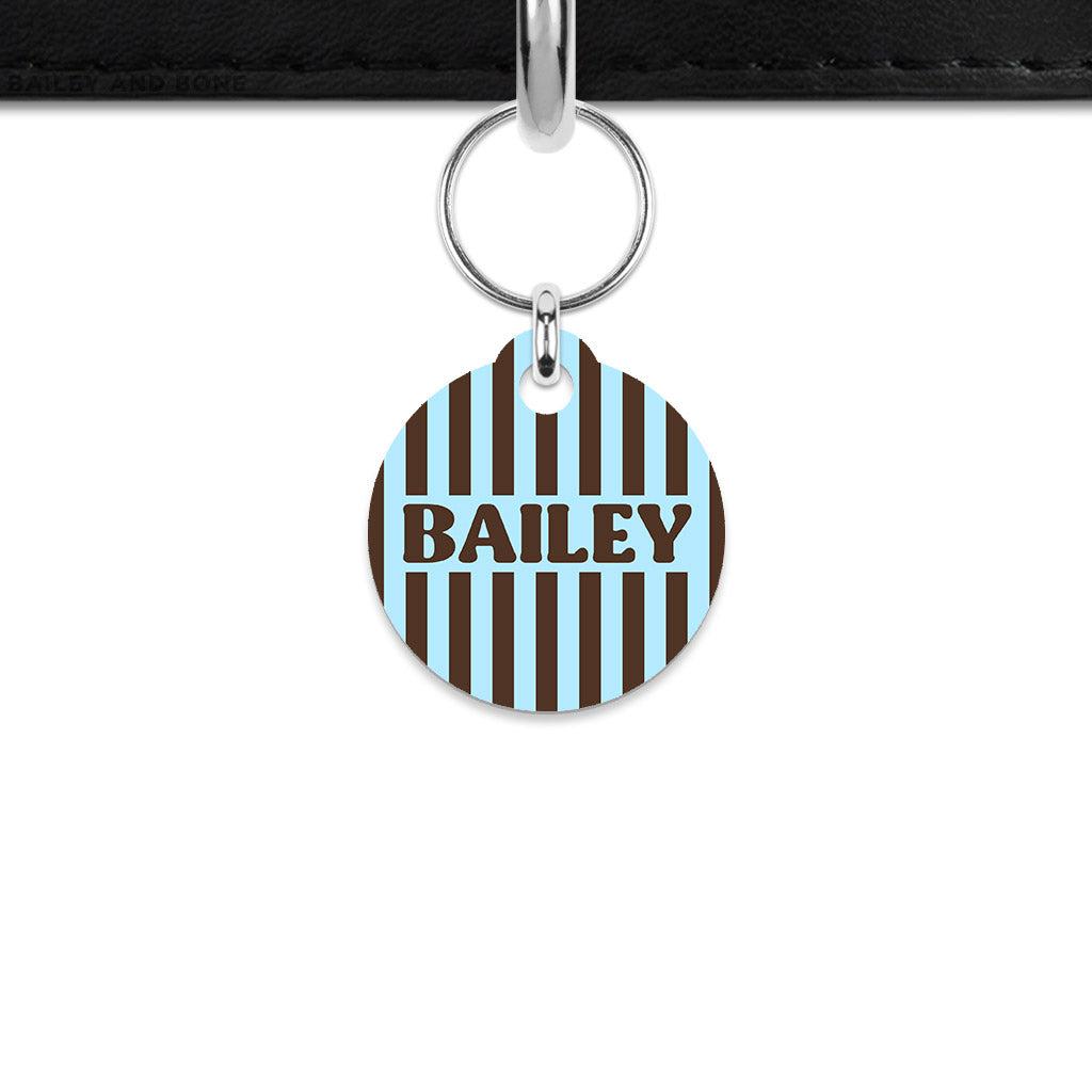 Blue And Brown Stripes Mini Pet ID Tag