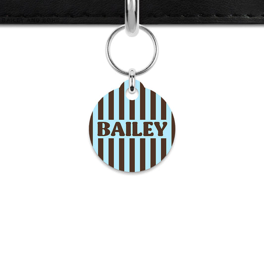 Blue And Brown Stripes Mini Pet ID Tag