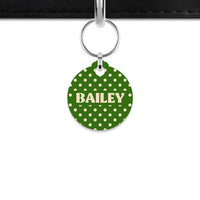 Green And Beige Polka Dots Mini Pet ID Tag