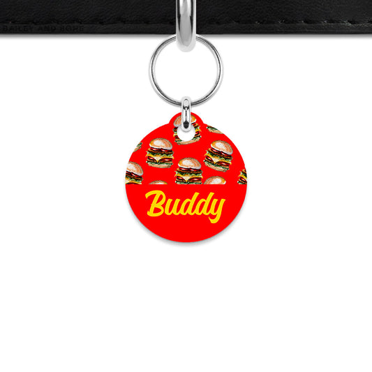 Burger Pattern Mini Pet ID Tag