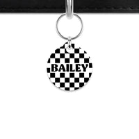 Black And White Checkers Mini Pet ID Tag