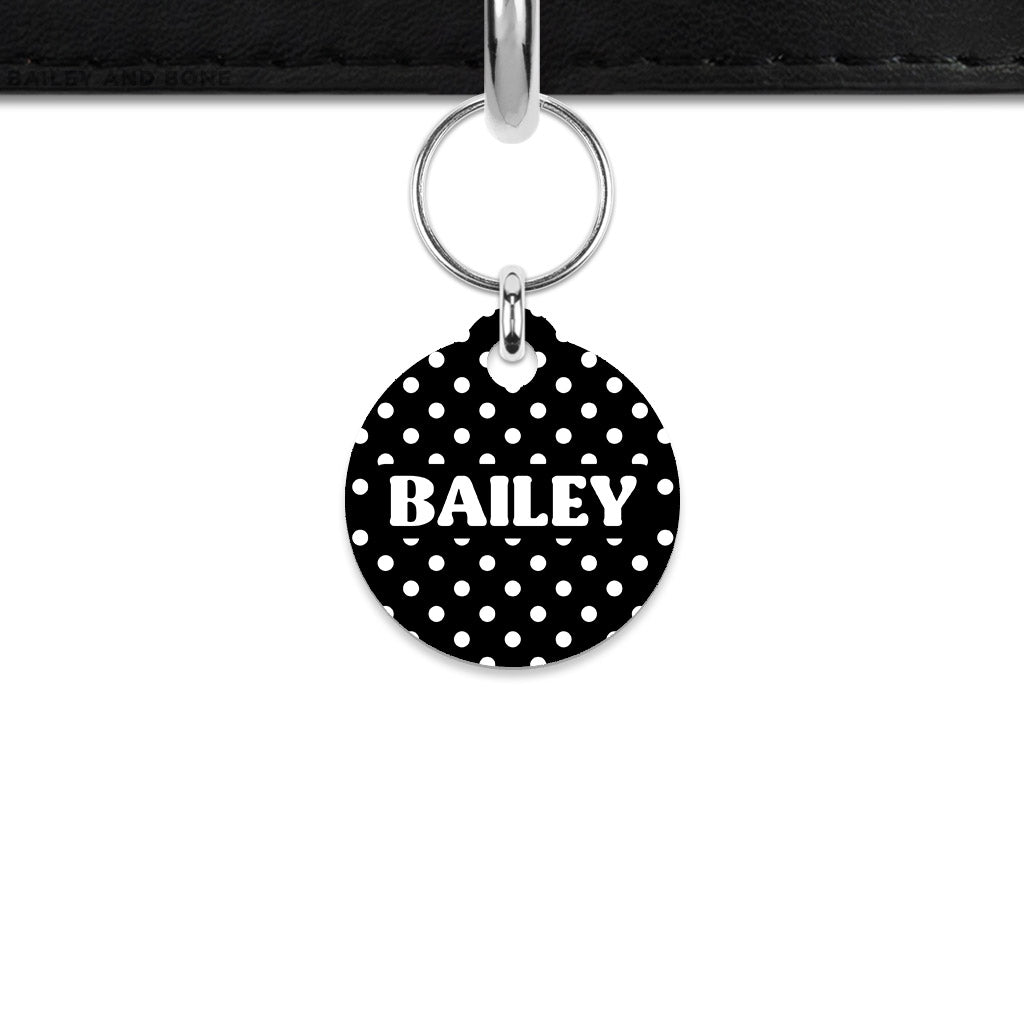 Black And White Polka Dots Mini Pet ID Tag