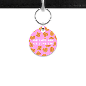 Pink Waffles Pattern Mini Pet ID Tag