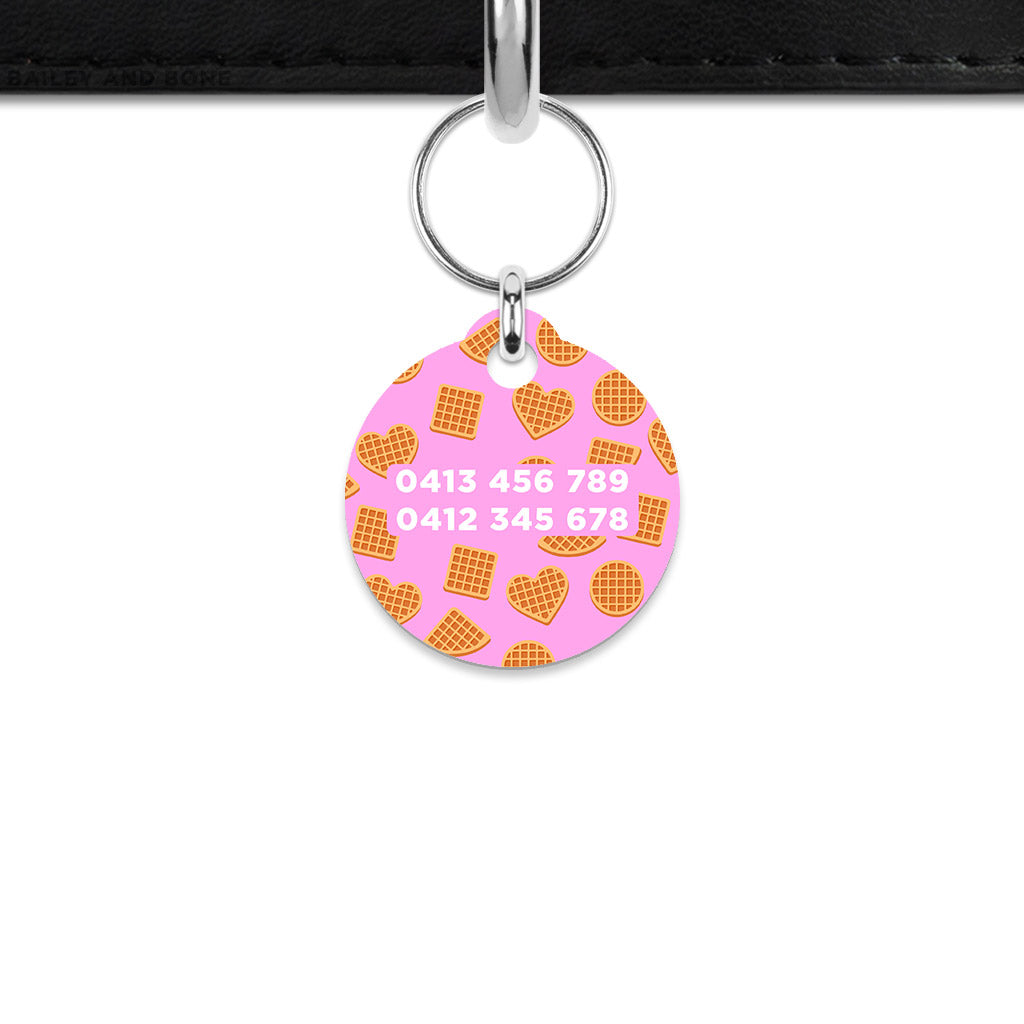 Pink Waffles Pattern Mini Pet ID Tag