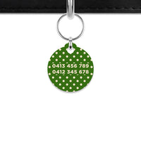 Green And Beige Polka Dots Mini Pet ID Tag