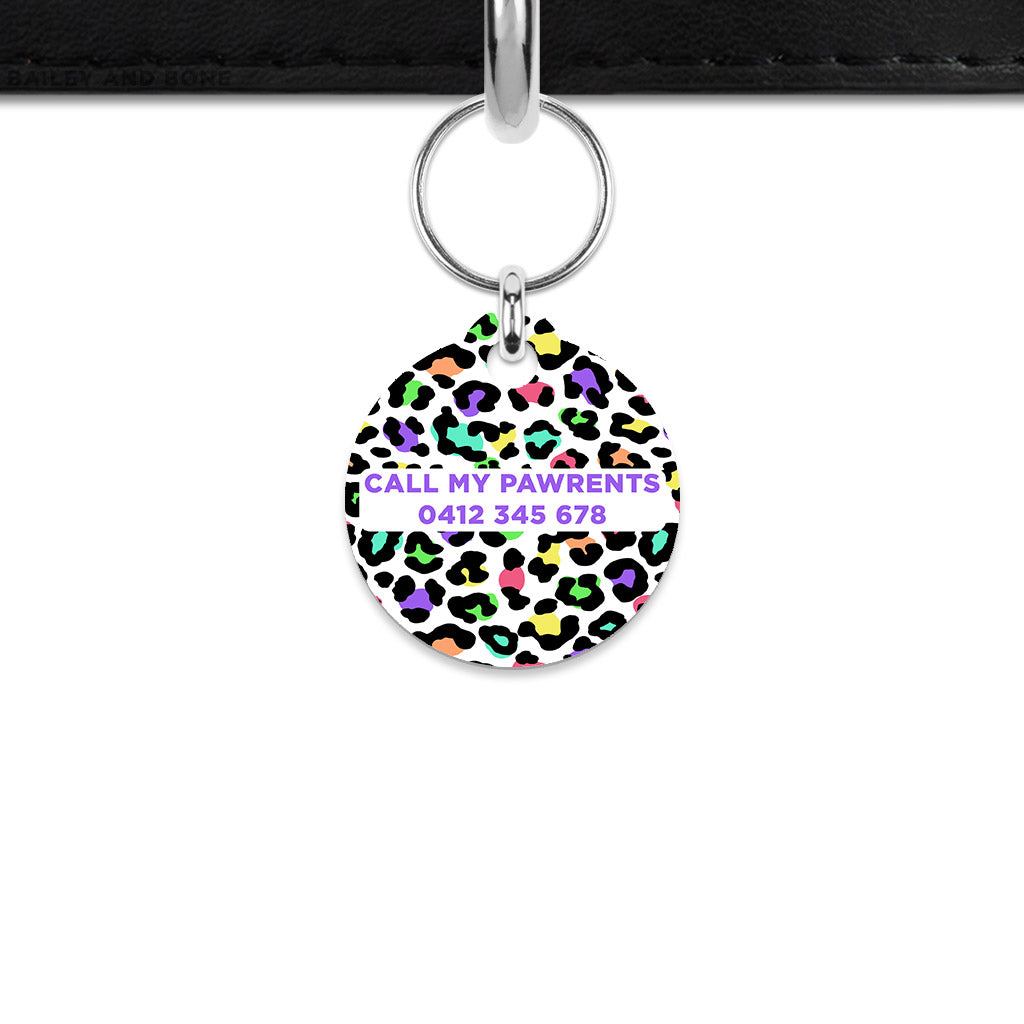 Pastel Leopard Print Mini Pet ID Tag