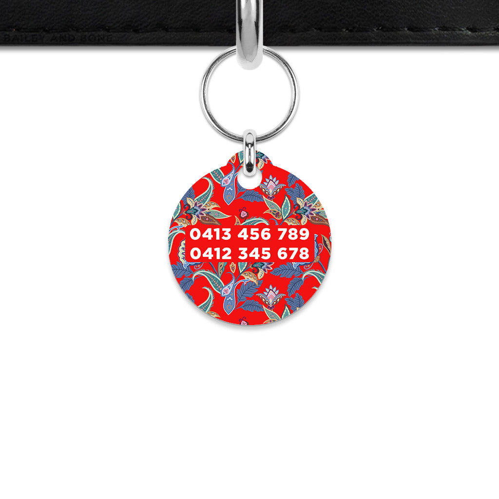 Red Paisley Mini Pet ID Tag
