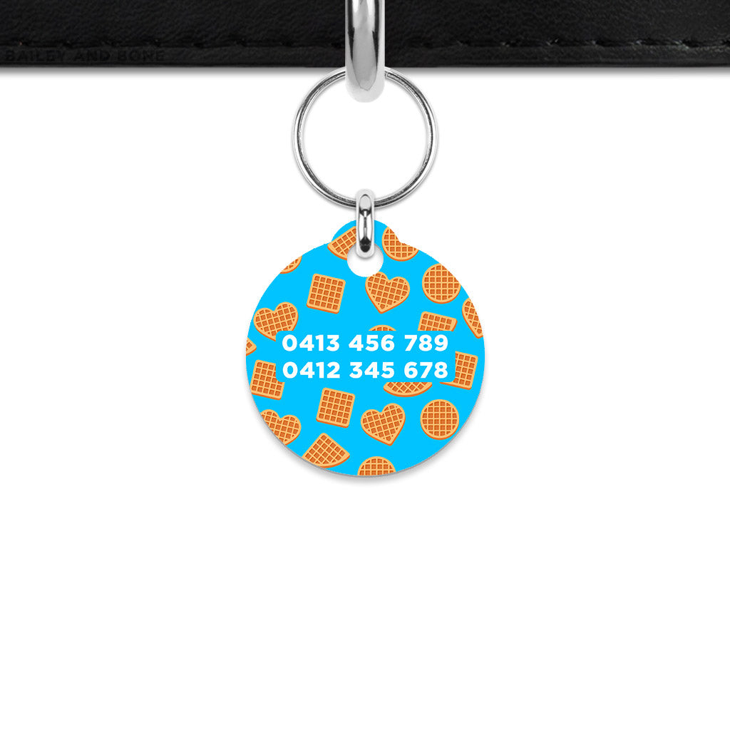 Blue Waffles Pattern Mini Pet ID Tag