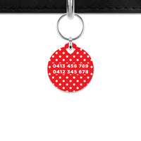 Red and White Polka Dots Mini Pet ID Tag