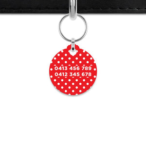 Red and White Polka Dots Mini Pet ID Tag
