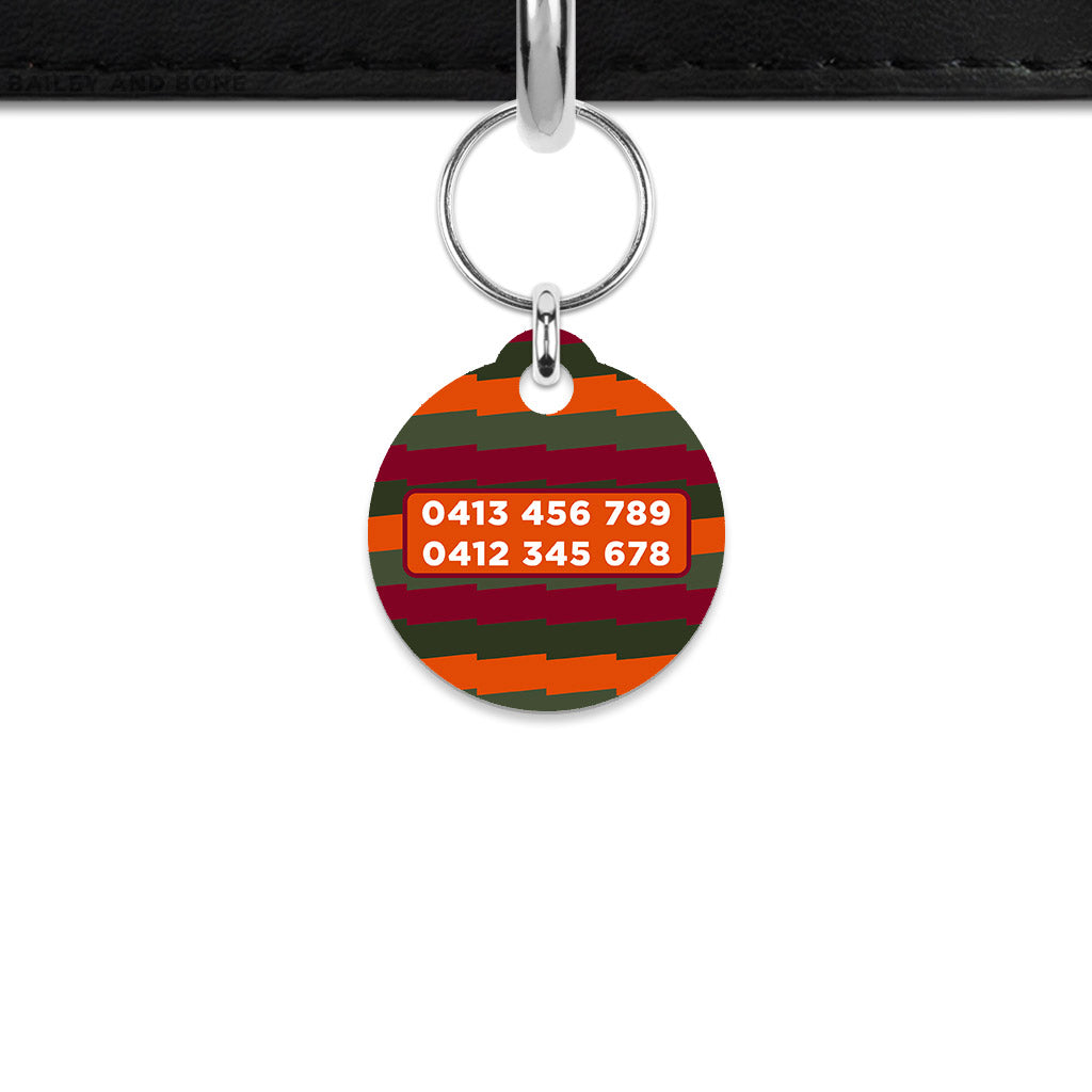 Green And Orange Spooky Stripes Mini Pet ID Tag