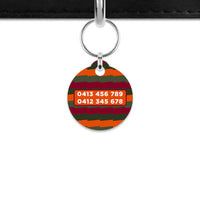 Green And Orange Spooky Stripes Mini Pet ID Tag
