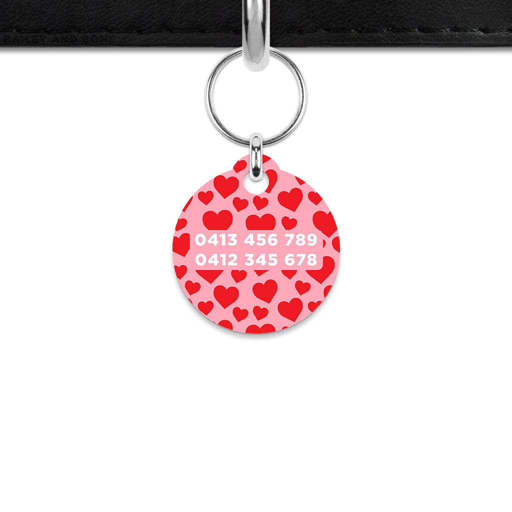 Pink And Red Love Hearts Mini Pet ID Tag