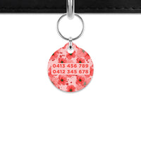 Pink And Red Poppy Mini Pet ID Tag
