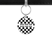 Black And White Checkers Mini Pet ID Tag