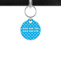 Blue And White Polka Dots Mini Pet ID Tag