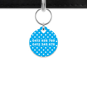 Blue And White Polka Dots Mini Pet ID Tag
