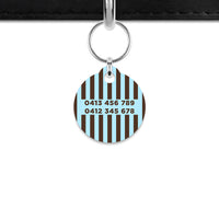 Blue And Brown Stripes Mini Pet ID Tag