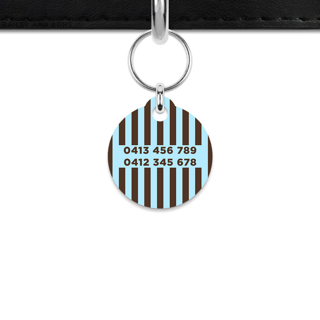 Blue And Brown Stripes Mini Pet ID Tag