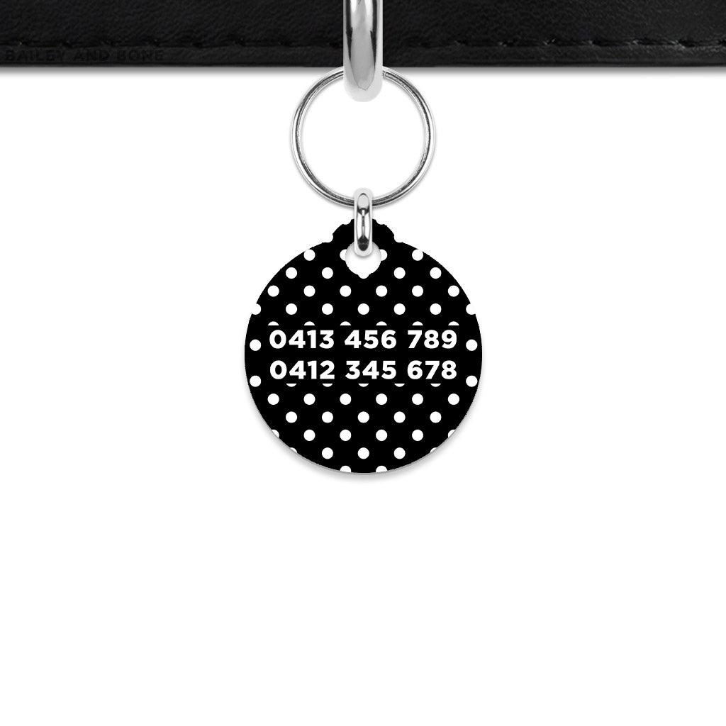 Black And White Polka Dots Mini Pet ID Tag