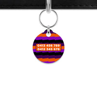 Purple And Orange Spooky Stripes Mini Pet ID Tag