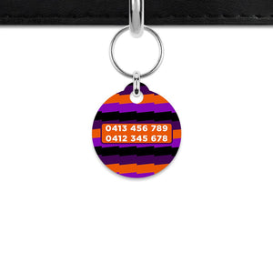 Purple And Orange Spooky Stripes Mini Pet ID Tag