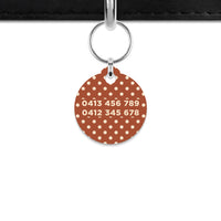 Brown And Beige Polka Dots Mini Pet ID Tag