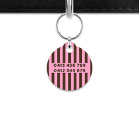 Pink And Brown Stripes Mini Pet ID Tag