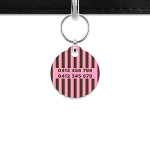 Pink And Brown Stripes Mini Pet ID Tag