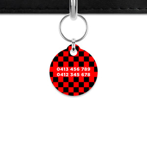 Black And Red Checkers Mini Pet ID Tag