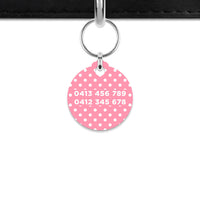 Pink And White Polka Dot Mini Pet ID Tag