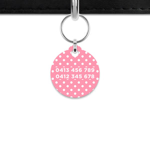 Pink And White Polka Dots Mini Pet ID Tag