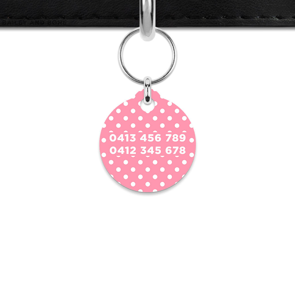 Pink And White Polka Dot Mini Pet ID Tag