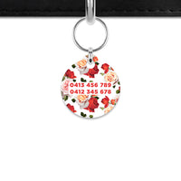 Red And White Roses Mini Pet ID Tag