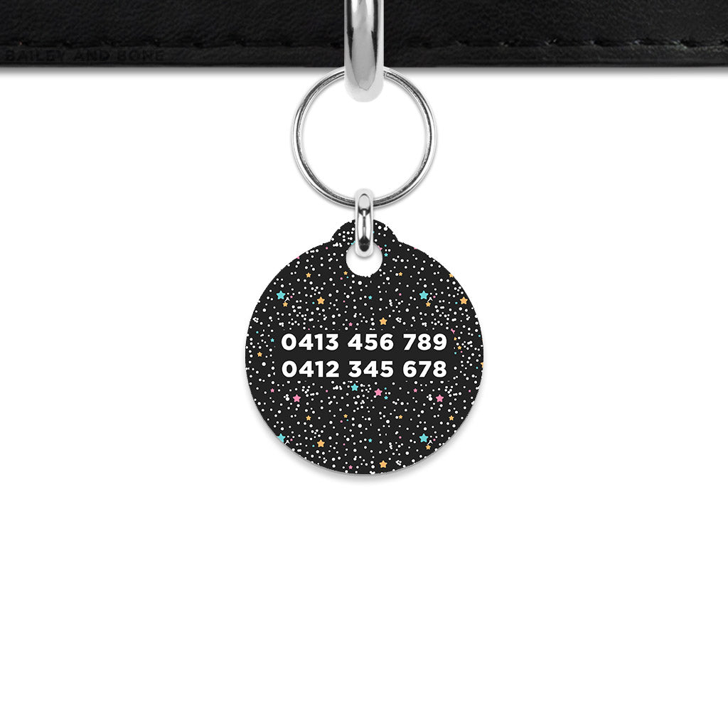 Black Pastel Stars Mini Pet ID Tag