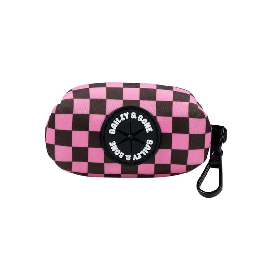 Pink and Brown Checkers Poop Bag Holder