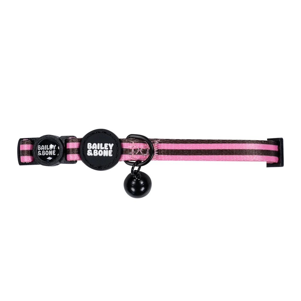 Pink And Brown Stripes Cat Collar
