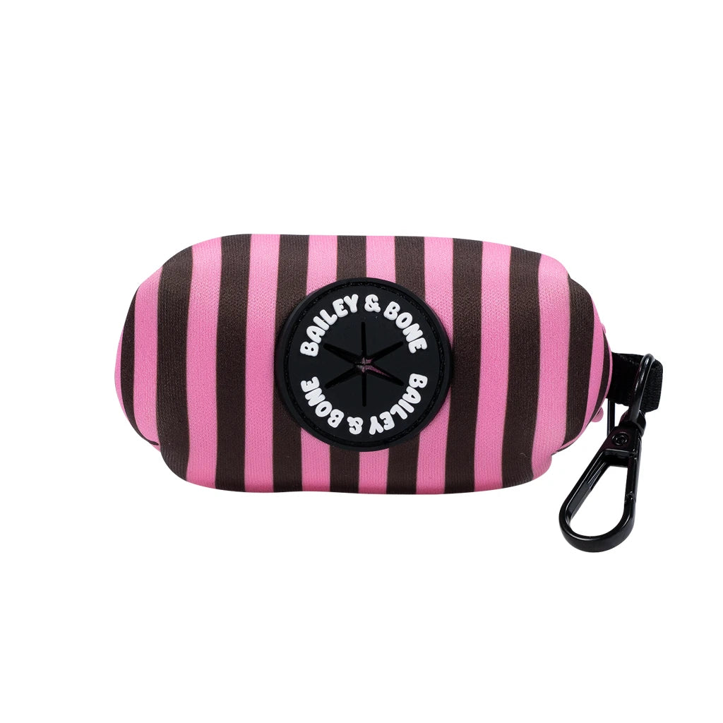 Pink and Brown Stripes Poop Bag Holder