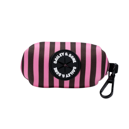 Pink and Brown Stripes Poop Bag Holder