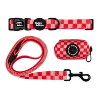 Pink And Red Checkers Collar And Lead Bundle