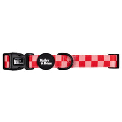 Pink And Red Checkers Dog Collar