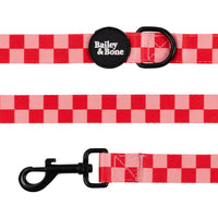 Pink And Red Checkers Collar And Lead Bundle