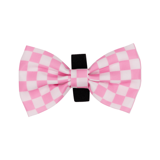 Pink And White Checkers Bow Tie