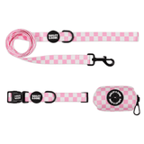 Pink And White Checkers Collar And Lead Bundle