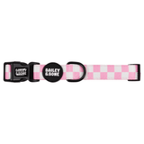 Pink And White Checkers Dog Collar