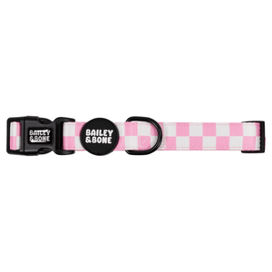 Pink And White Checkers Collar And Lead Bundle