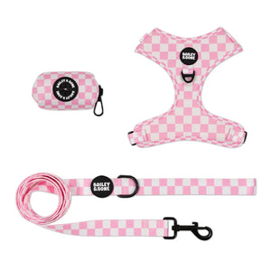 Pink And White Checkers Harness Bundle