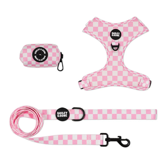 Pink And White Checkers Harness Bundle