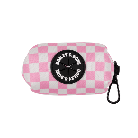 Pink And White Checkers Poop Bag Holder